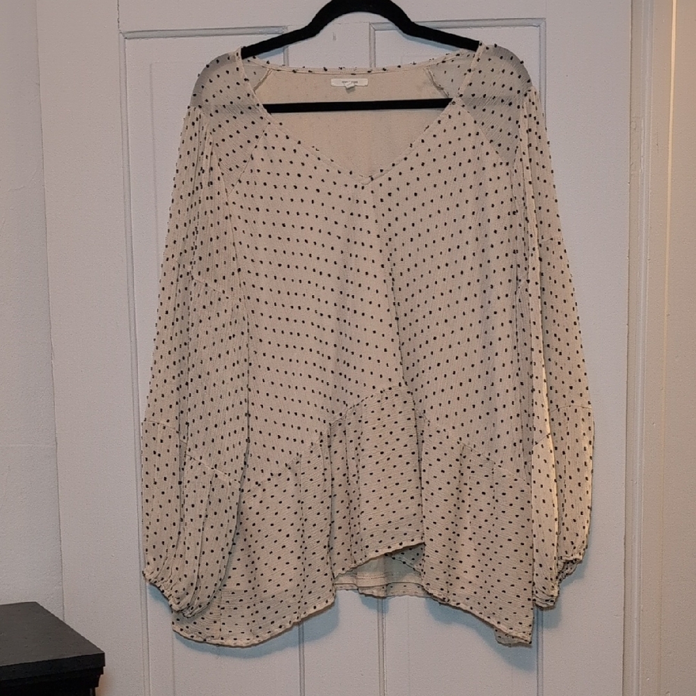 Maurices Cream Polka Dot Blouse